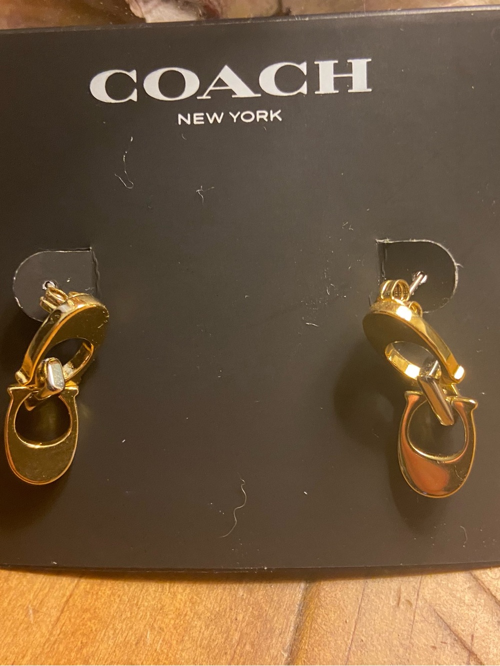Gold/Silver Dangle “C” Logo Earrings - Picture 2 of 3